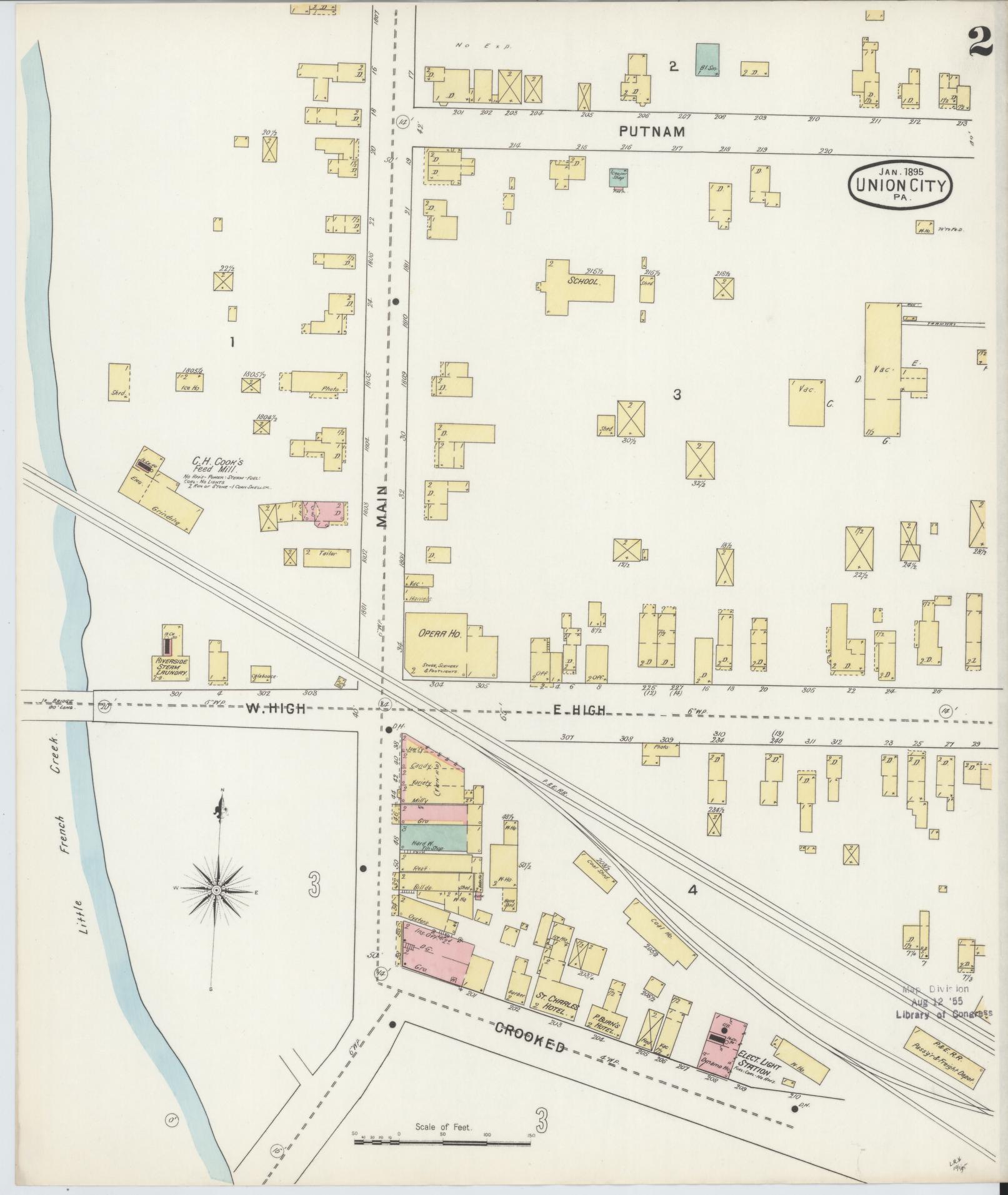 Sanborn Fire Insurance Map from Union City, Erie County, Pennsylvania (1895), Sheet #0002 - Historic Sanborn Fire Insurance Map Print, vintage old map wall art, antique decor, genealogy gift, Pennsylvania Pennsylvania map
