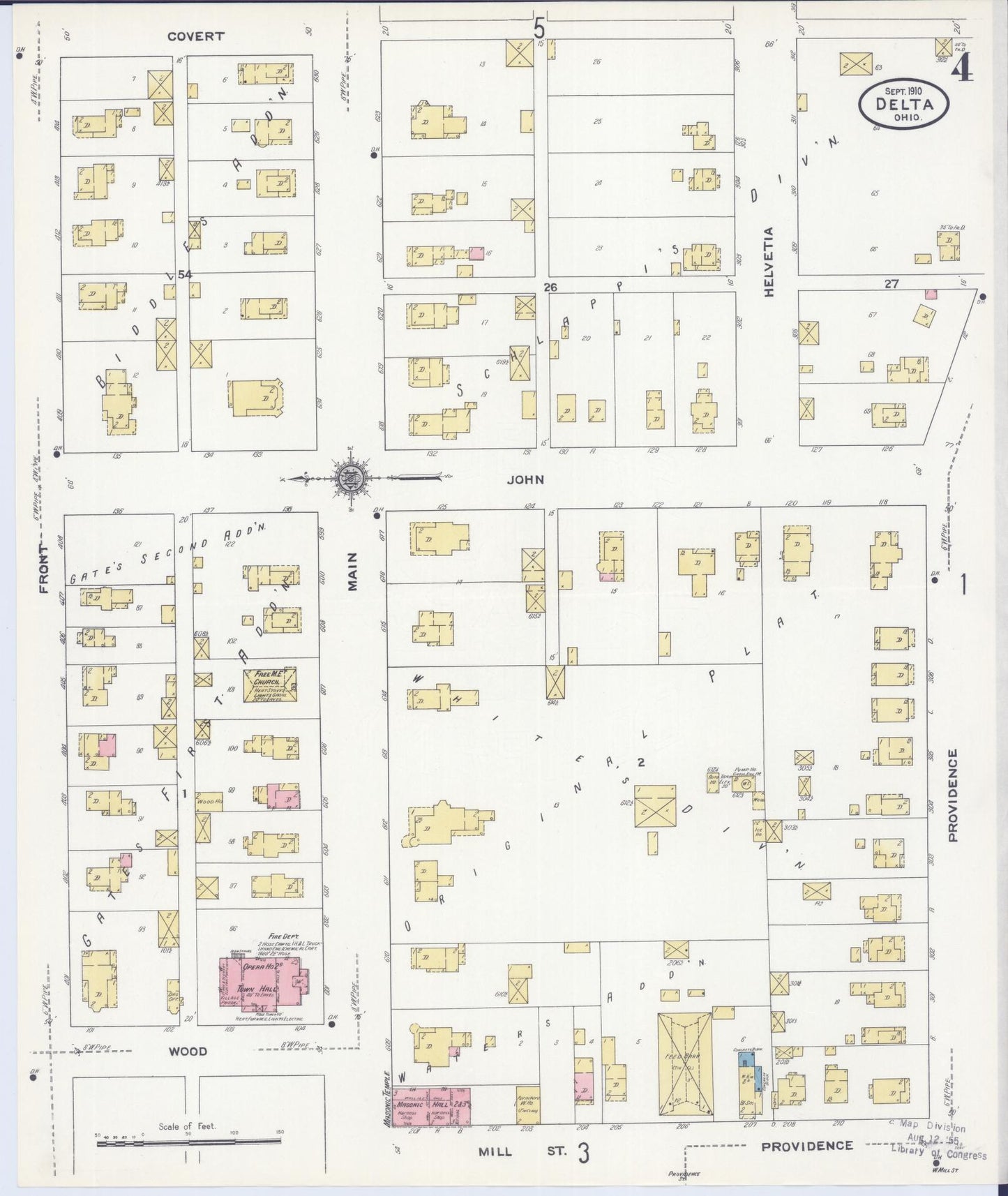 Sanborn Fire Insurance Map from Delta, Fulton County, Ohio (1910), Sheet #0004 - Complete Map Set gallery image, historic Sanborn map, vintage wall art, Ohio Ohio
