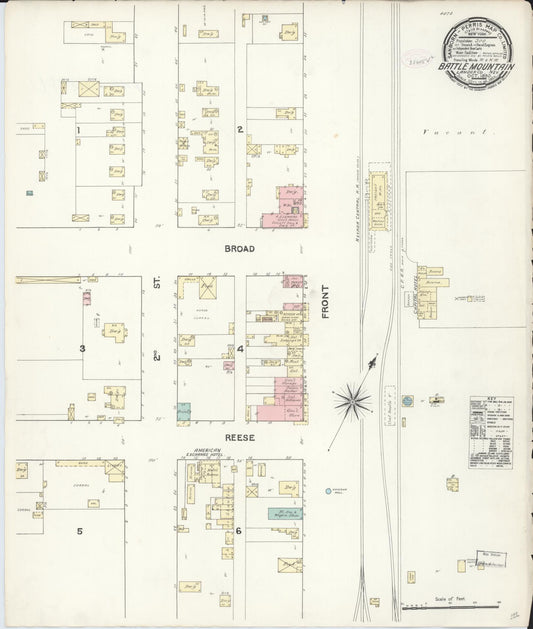 Sanborn Fire Insurance Map from Battle Mountain, Lander County, Nevada (1890), Sheet #0001 - Historic Sanborn Fire Insurance Map Print, vintage old map wall art, antique decor, genealogy gift, Nevada Nevada map
