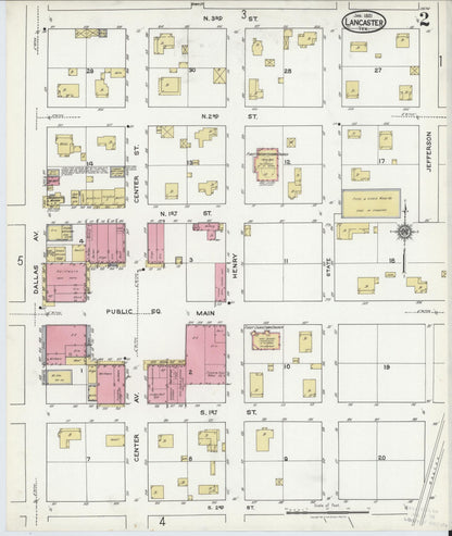 Sanborn Fire Insurance Map from Lancaster, Dallas County, Texas (1921), Sheet #0002 - Historic Sanborn Fire Insurance Map Print, vintage old map wall art, antique decor, genealogy gift, Texas Texas map