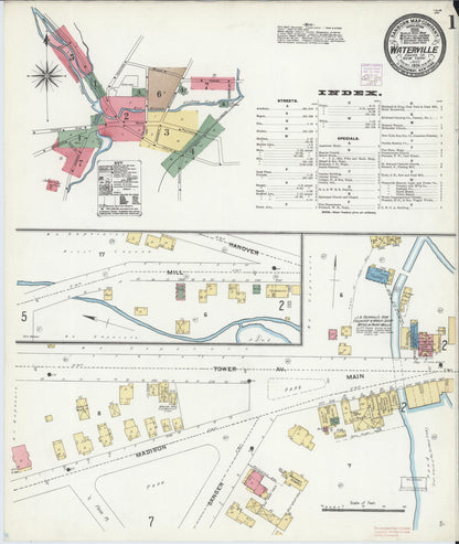 Sanborn Fire Insurance Map from Waterville, Oneida County, New York (1906), Sheet #0001 - Complete Map Set gallery image, historic Sanborn map, vintage wall art, New York New York