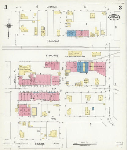 Sanborn Fire Insurance Map from Mcrae, Telfair County, Georgia (1924), Sheet #0003 - Complete Map Set gallery image, historic Sanborn map, vintage wall art, Georgia Georgia