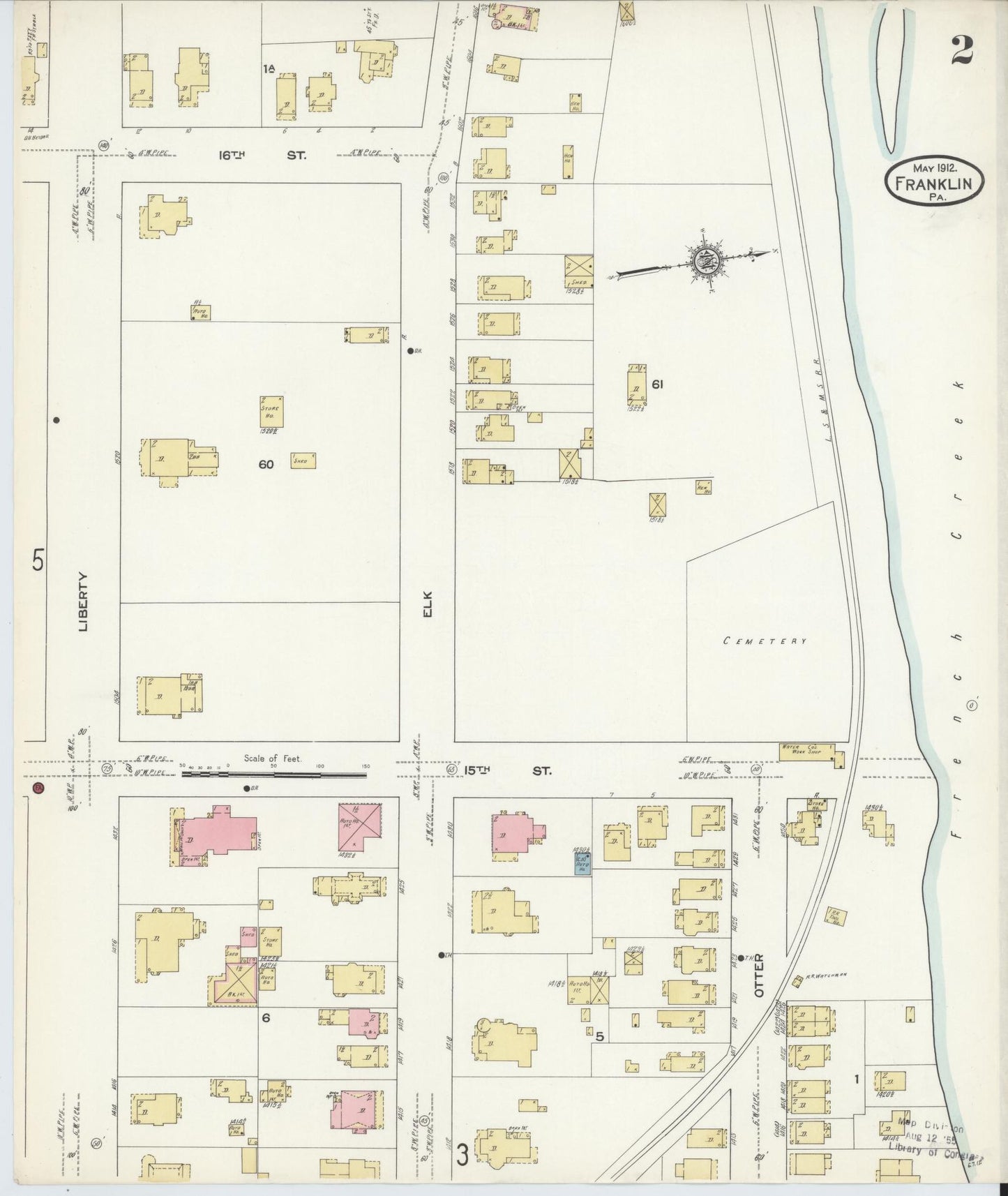 Sanborn Fire Insurance Map from Franklin, Venango County, Pennsylvania (1912), Sheet #0002 - Historic Sanborn Fire Insurance Map Print, vintage old map wall art, antique decor, genealogy gift, Pennsylvania Pennsylvania map
