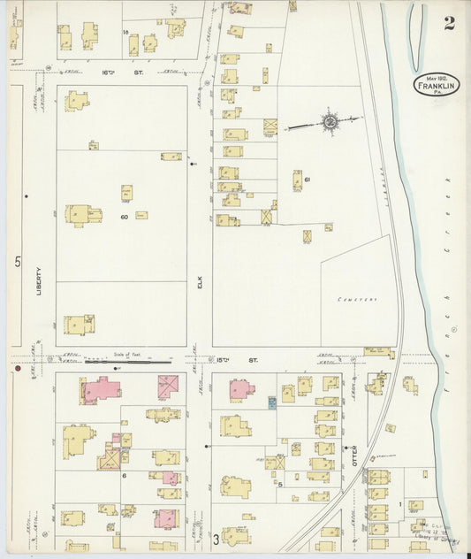 Sanborn Fire Insurance Map from Franklin, Venango County, Pennsylvania (1912), Sheet #0002 - Historic Sanborn Fire Insurance Map Print, vintage old map wall art, antique decor, genealogy gift, Pennsylvania Pennsylvania map