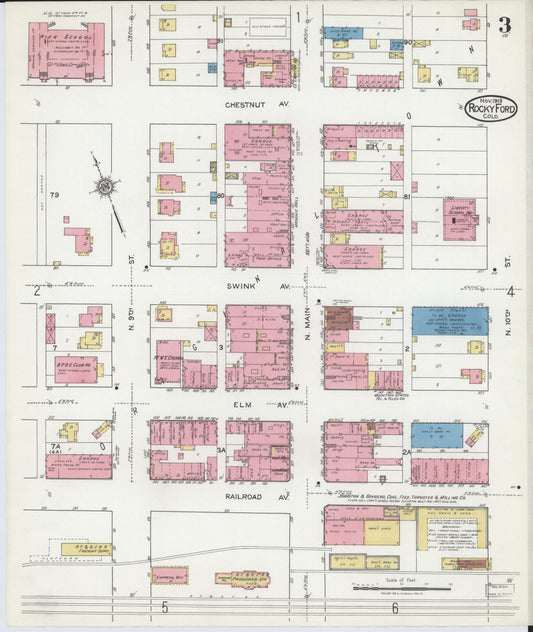 Sanborn Fire Insurance Map from Rocky Ford, Otero County, Colorado (1919), Sheet #0003 - Historic Sanborn Fire Insurance Map Print, vintage old map wall art, antique decor, genealogy gift, Colorado Colorado map