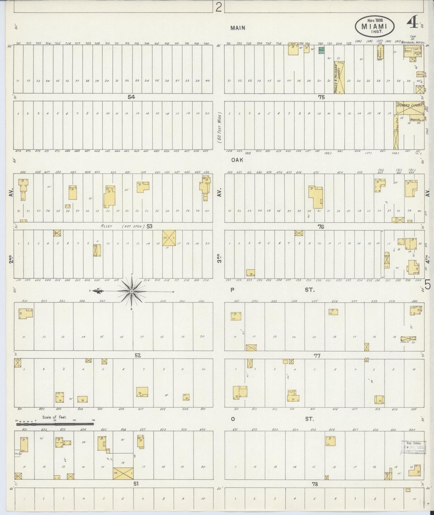 Sanborn Fire Insurance Map from Miami, Ottawa County, Oklahoma (1898), Sheet #0004 - Complete Map Set gallery image, historic Sanborn map, vintage wall art, Oklahoma Oklahoma