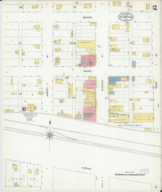 Sanborn Fire Insurance Map from Burrton, Harvey County, Kansas (1905), Sheet #0002 - Historic Sanborn Fire Insurance Map Print, vintage old map wall art, antique decor, genealogy gift, Kansas Kansas map
