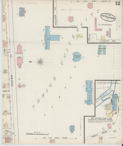Sanborn Fire Insurance Map from Bethlehem, Northampton And Lehigh Counties, Pennsylvania (1885), Sheet #0012 - Complete Map Set gallery image, historic Sanborn map, vintage wall art, Pennsylvania Pennsylvania