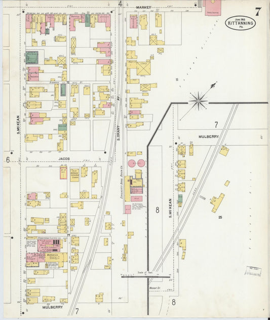 Sanborn Fire Insurance Map from Kittanning, Armstrong County, Pennsylvania (1903), Sheet #0007 - Historic Sanborn Fire Insurance Map Print, vintage old map wall art, antique decor, genealogy gift, Pennsylvania Pennsylvania map