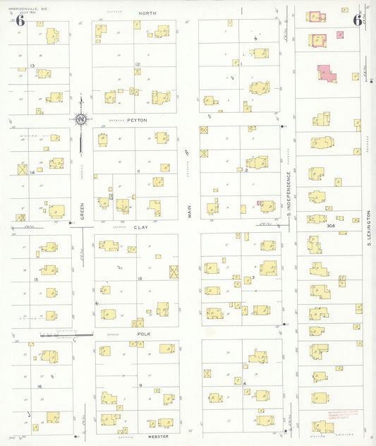 Sanborn Fire Insurance Map from Harrisonville, Cass County, Missouri (1931), Sheet #0006 - Historic Sanborn Fire Insurance Map Print, vintage old map wall art, antique decor, genealogy gift, Missouri Missouri map