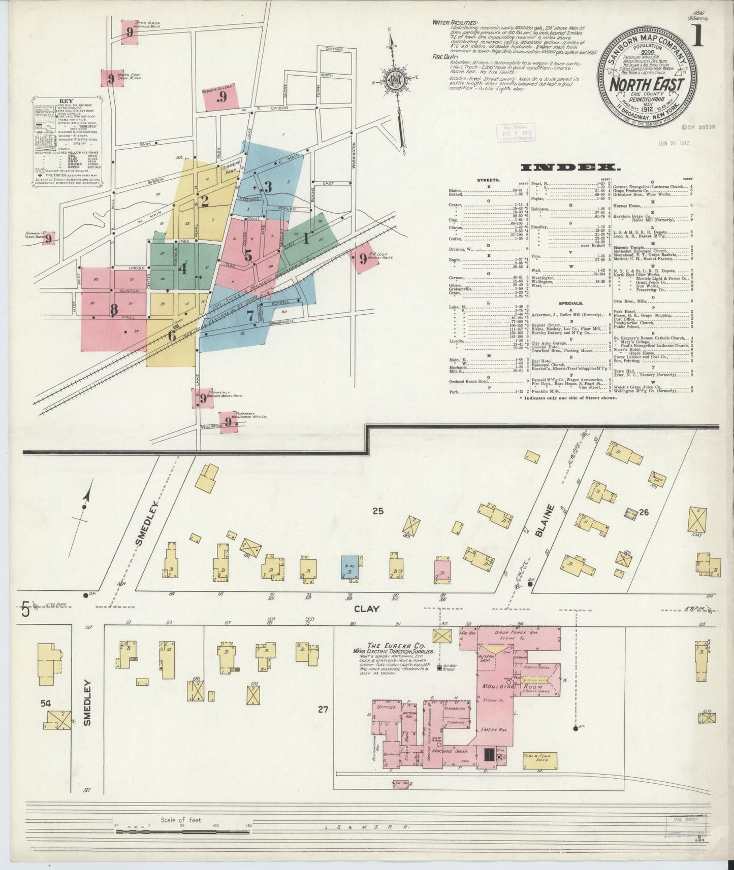 Sanborn Fire Insurance Map from North East, Erie County, Pennsylvania (1912), Sheet #0001 - Complete Map Set gallery image, historic Sanborn map, vintage wall art, Pennsylvania Pennsylvania