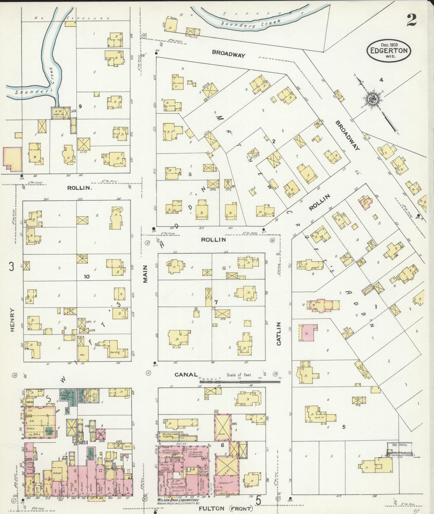 Sanborn Fire Insurance Map from Edgerton, Rock County, Wisconsin (1909), Sheet #0002 - Historic Sanborn Fire Insurance Map Print, vintage old map wall art, antique decor, genealogy gift, Wisconsin Wisconsin map