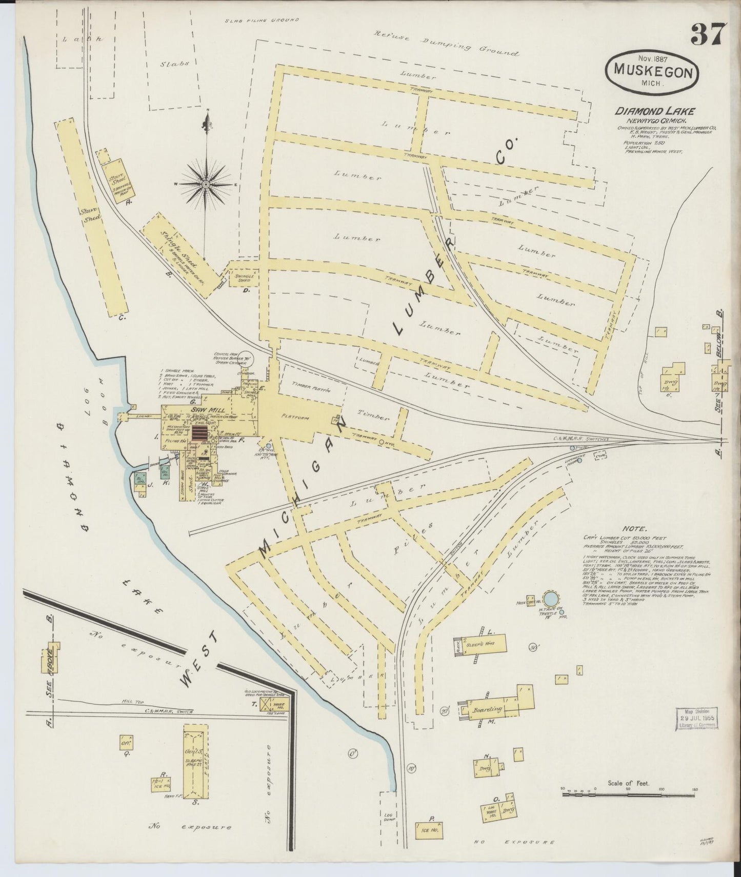 Sanborn Fire Insurance Map from Muskegon, Muskegon County, Michigan (1887), Sheet #0037 - Complete Map Set gallery image, historic Sanborn map, vintage wall art, Michigan Michigan