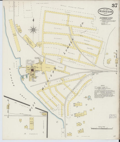 Sanborn Fire Insurance Map from Muskegon, Muskegon County, Michigan (1887), Sheet #0037 - Complete Map Set gallery image, historic Sanborn map, vintage wall art, Michigan Michigan