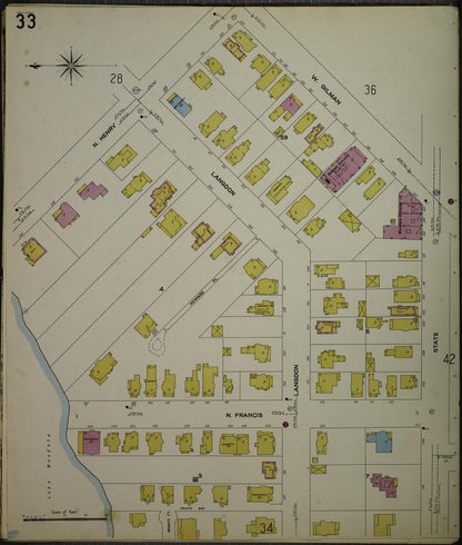 Sanborn Fire Insurance Map from Madison, Dane County, Wisconsin (1908), Sheet #0033 - Historic Sanborn Fire Insurance Map Print, vintage old map wall art, antique decor, genealogy gift, Wisconsin Wisconsin map