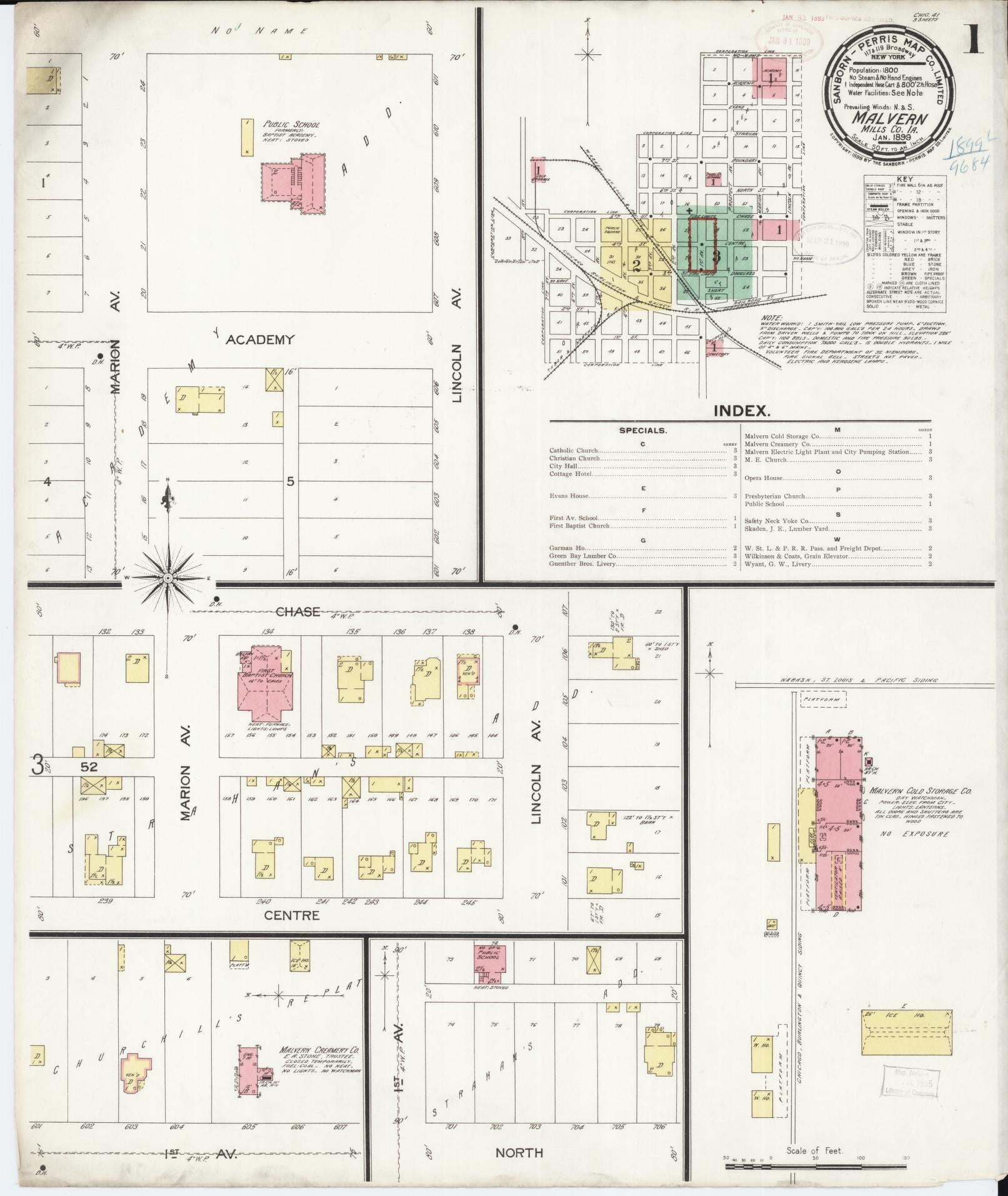 Sanborn Fire Insurance Map from Malvern, Mills County, Iowa. (1899) – Map View