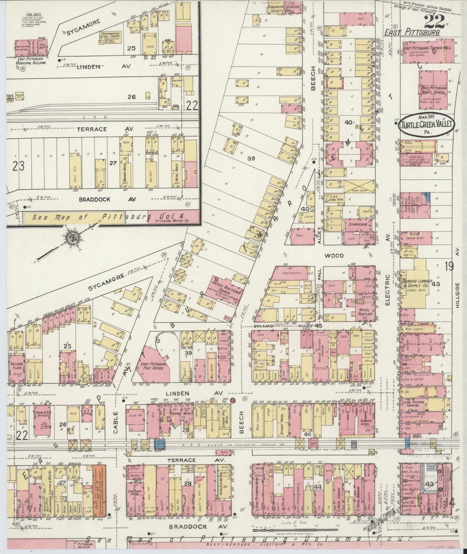 Sanborn Fire Insurance Map from Turtle Creek Valley, Allegheny County, Pennsylvania (1919), Sheet #0022 - Complete Map Set gallery image, historic Sanborn map, vintage wall art, Pennsylvania Pennsylvania