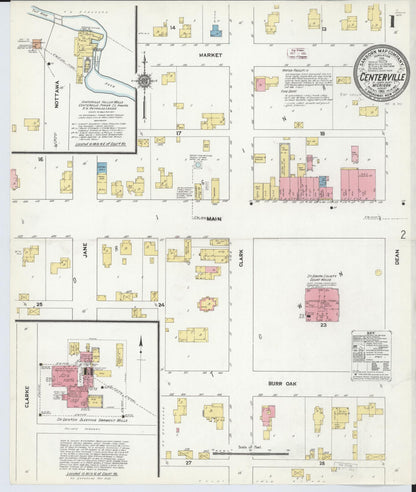 Sanborn Fire Insurance Map from Centreville, Saint Joseph County, Michigan (1911), Sheet #0001 - Complete Map Set gallery image, historic Sanborn map, vintage wall art, Michigan Michigan
