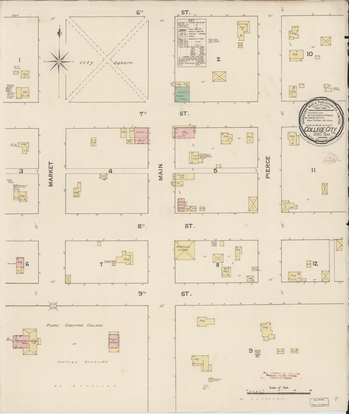 Sanborn Fire Insurance Map from College City, Colusa County, California (1889), Sheet #0001 - Historic Sanborn Fire Insurance Map Print, vintage old map wall art, antique decor, genealogy gift, California California map
