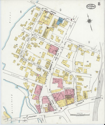 Sanborn Fire Insurance Map from Putnam, Windham County, Connecticut (1920), Sheet #0008 - Complete Map Set gallery image, historic Sanborn map, vintage wall art, Connecticut Connecticut