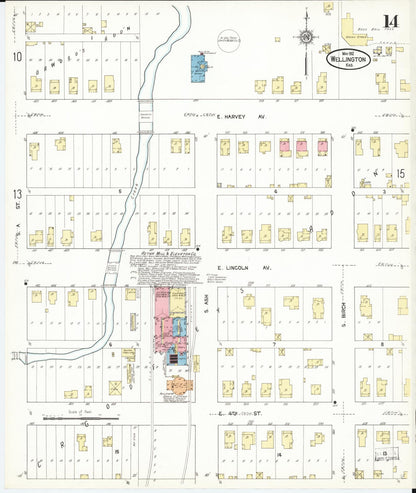 Sanborn Fire Insurance Map from Wellington, Sumner County, Kansas (1912), Sheet #0014 - Complete Map Set gallery image, historic Sanborn map, vintage wall art, Kansas Kansas