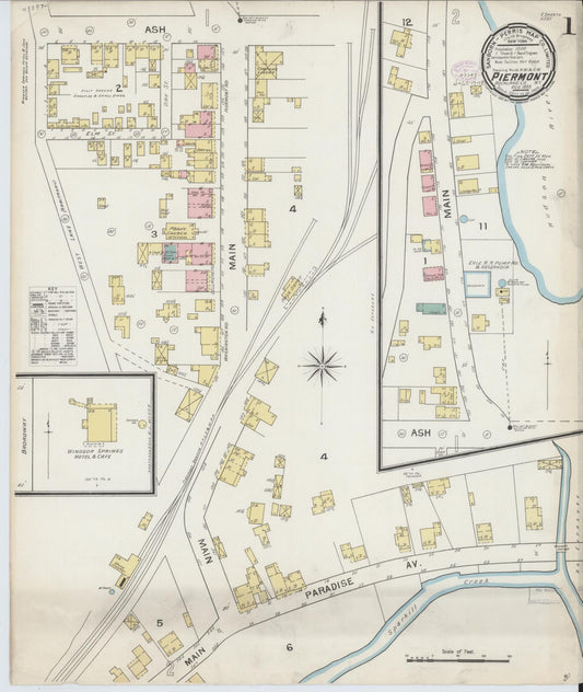 Sanborn Fire Insurance Map from Piermont, Rockland County, New York (1893), Sheet #0001 - Historic Sanborn Fire Insurance Map Print, vintage old map wall art, antique decor, genealogy gift, New York New York map