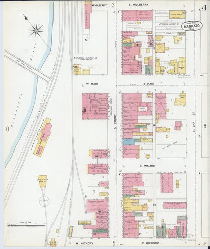 Sanborn Fire Insurance Map from Mankato, Blue Earth County, Minnesota (1900), Sheet #0004 - Complete Map Set gallery image, historic Sanborn map, vintage wall art, Minnesota Minnesota