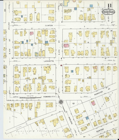 Sanborn Fire Insurance Map from Grand Haven, Ottawa County, Michigan (1920), Sheet #0011 - Complete Map Set gallery image, historic Sanborn map, vintage wall art, Michigan Michigan
