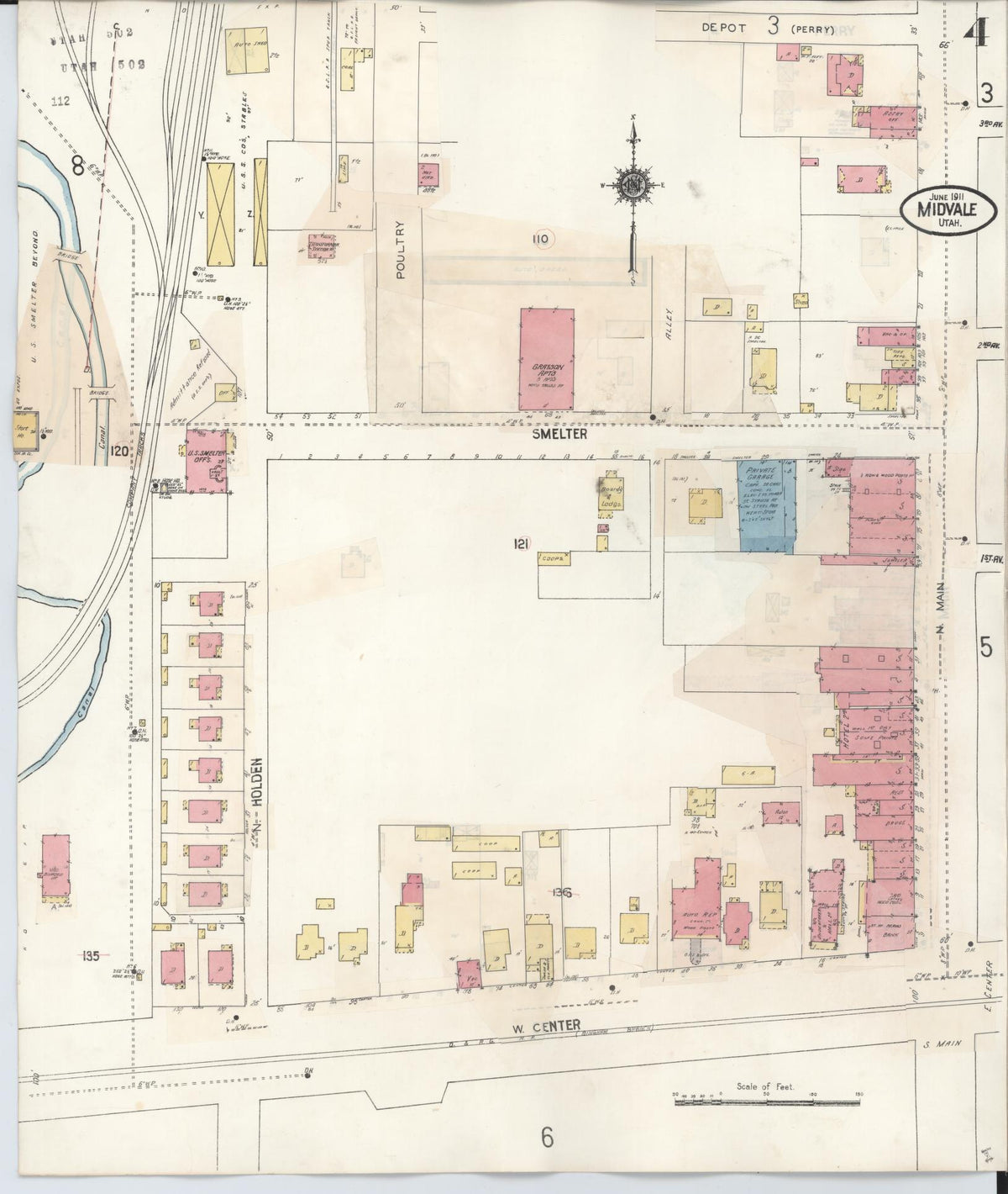 Sanborn Fire Insurance Map from Midvale, Salt Lake County, Utah (1942), Sheet #0004 - Complete Map Set gallery image, historic Sanborn map, vintage wall art, Utah Utah