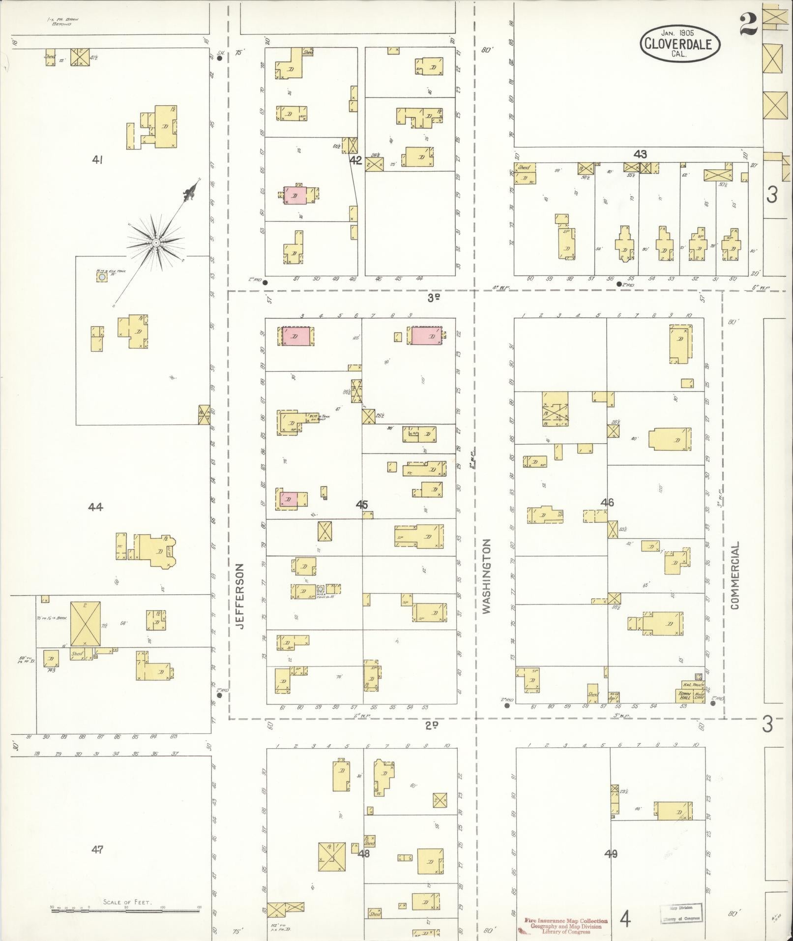 Sanborn Fire Insurance Map from Cloverdale, Sonoma County, California (1905), Sheet #0002 - Historic Sanborn Fire Insurance Map Print, vintage old map wall art, antique decor, genealogy gift, California California map