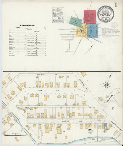 Sanborn Fire Insurance Map from Oakdale, Allegheny County, Pennsylvania (1908), Sheet #0001 - Historic Sanborn Fire Insurance Map Print, vintage old map wall art, antique decor, genealogy gift, Pennsylvania Pennsylvania map