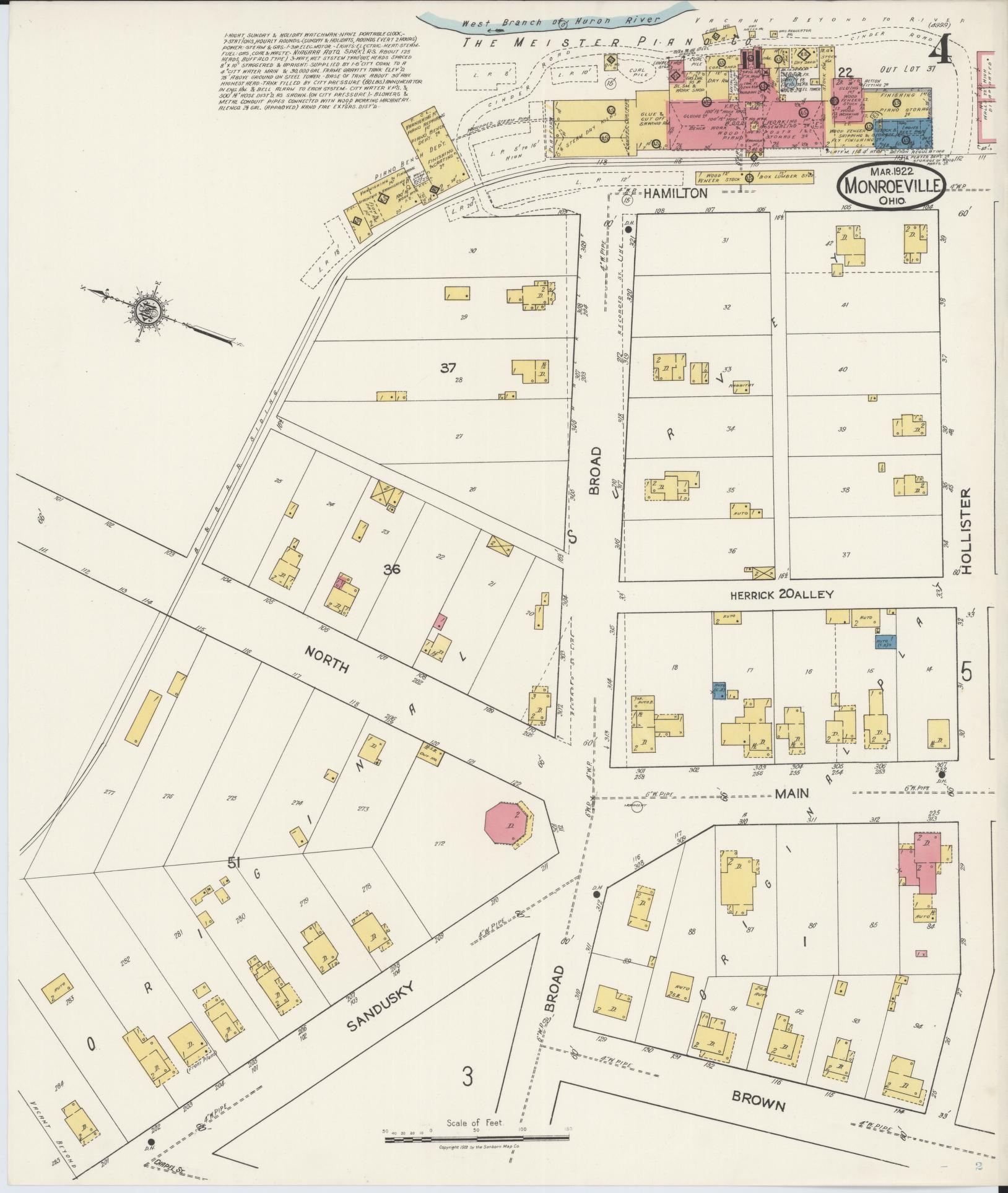 Sanborn Fire Insurance Map from Monroeville, Huron County, Ohio (1922), Sheet #0004 - Complete Map Set gallery image, historic Sanborn map, vintage wall art, Ohio Ohio