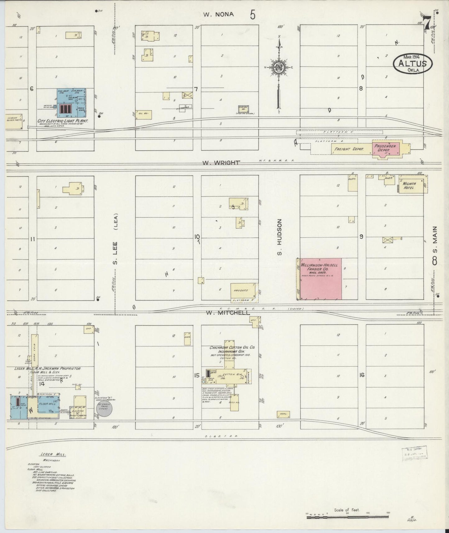 Sanborn Fire Insurance Map from Altus, Jackson County, Oklahoma (1914), Sheet #0007 - Complete Map Set gallery image, historic Sanborn map, vintage wall art, Oklahoma Oklahoma