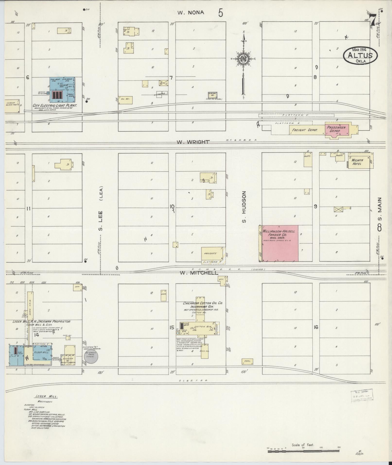 Sanborn Fire Insurance Map from Altus, Jackson County, Oklahoma (1914), Sheet #0007 - Complete Map Set gallery image, historic Sanborn map, vintage wall art, Oklahoma Oklahoma