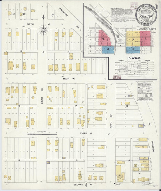 Sanborn Fire Insurance Map from Proctor, Saint Louis County, Minnesota (1908), Sheet #0001 - Historic Sanborn Fire Insurance Map Print, vintage old map wall art, antique decor, genealogy gift, Minnesota Minnesota map