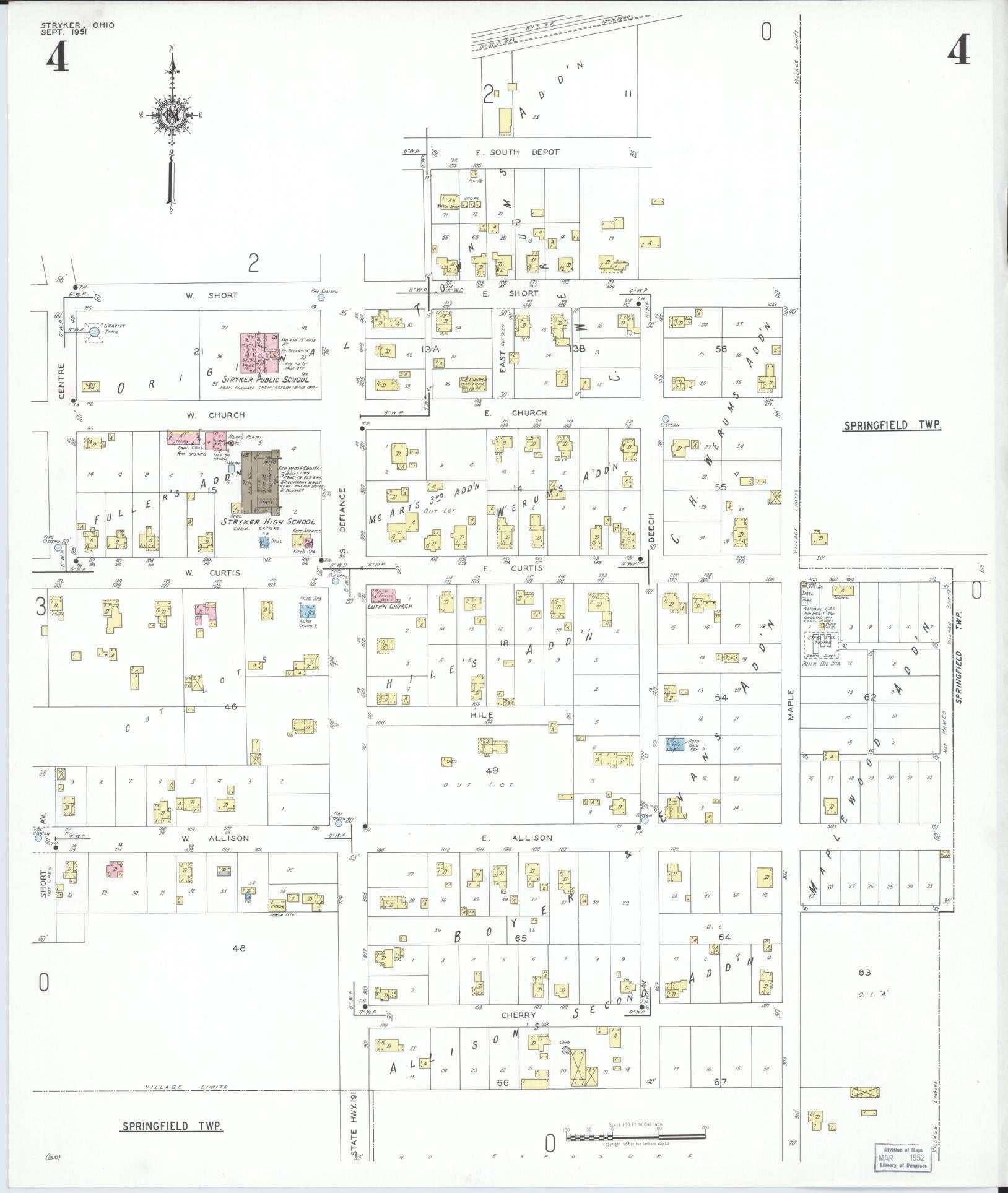 Sanborn Fire Insurance Map from Stryker, Williams County, Ohio (1951), Sheet #0004 - Complete Map Set gallery image, historic Sanborn map, vintage wall art, Ohio Ohio