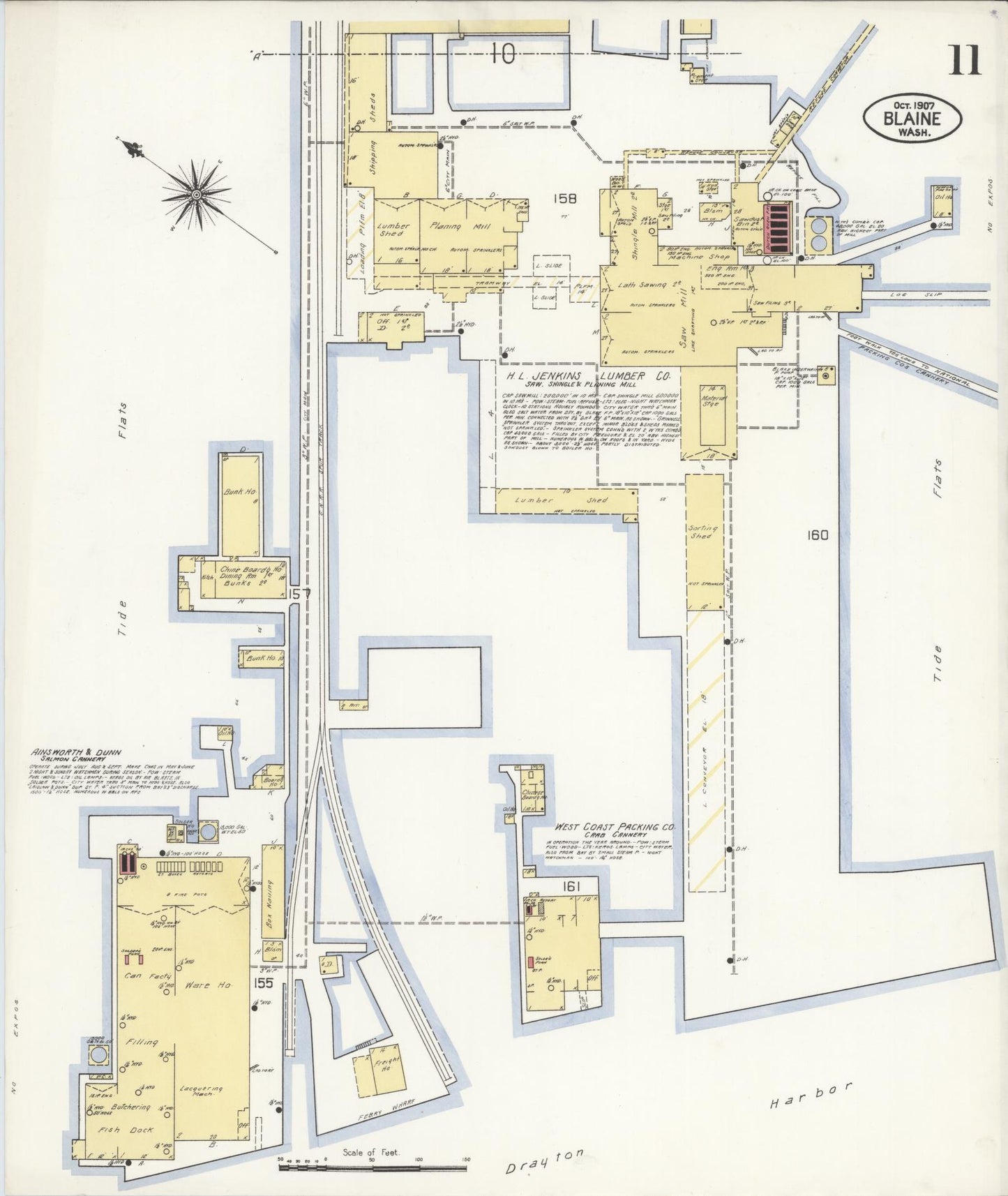 Sanborn Fire Insurance Map from Blaine, Whatcom County, Washington (1907), Sheet #0011 - Complete Map Set gallery image, historic Sanborn map, vintage wall art, Washington Washington