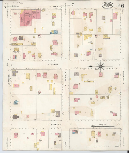 Sanborn Fire Insurance Map from Richfield, Sevier County, Utah (1930), Sheet #0006 - Historic Sanborn Fire Insurance Map Print, vintage old map wall art, antique decor, genealogy gift, Utah Utah map