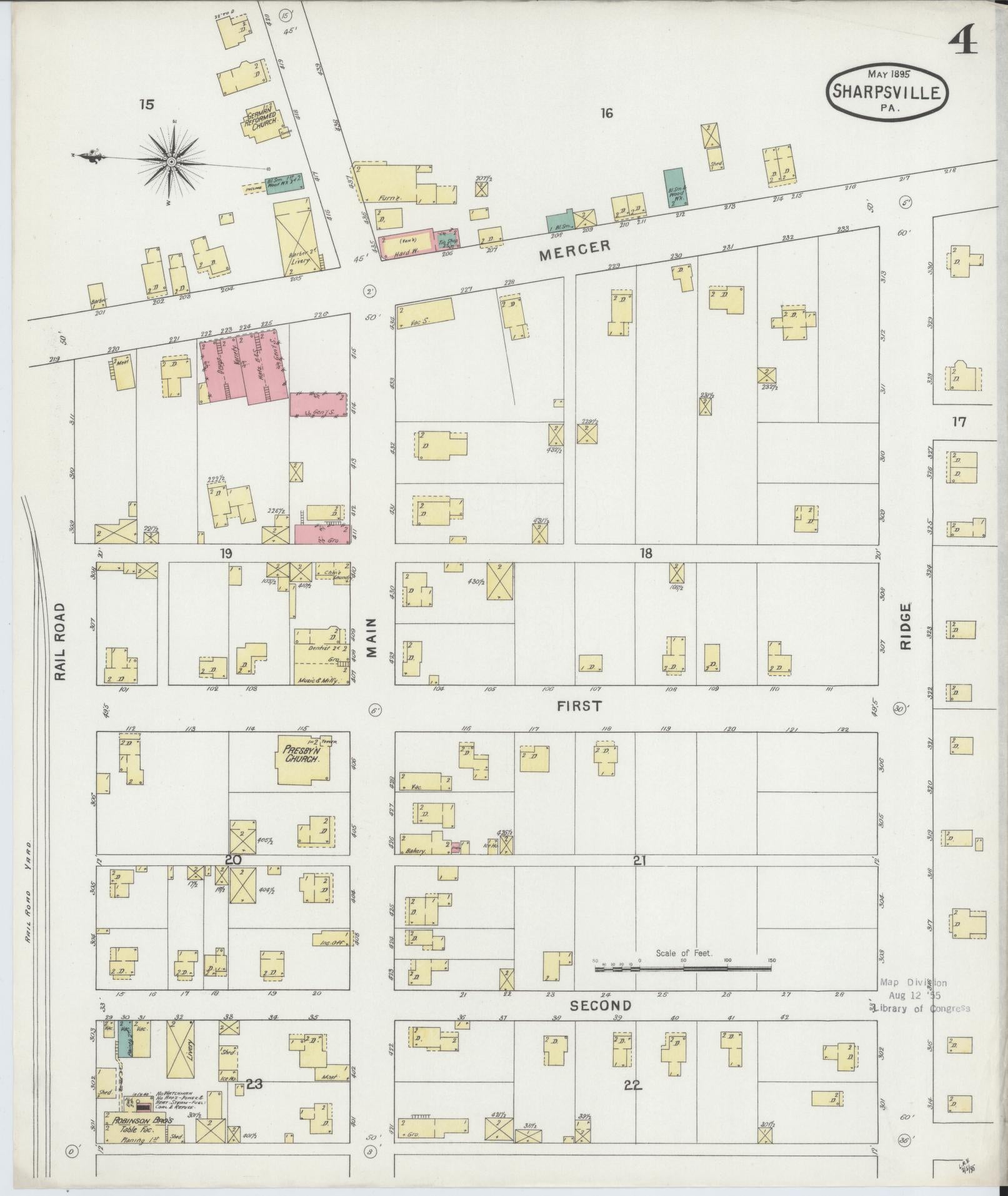 Sanborn Fire Insurance Map from Sharpsville, Mercer County, Pennsylvania (1895), Sheet #0004 - Complete Map Set gallery image, historic Sanborn map, vintage wall art, Pennsylvania Pennsylvania