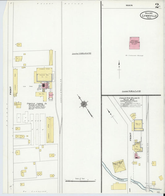 Sanborn Fire Insurance Map from Lynnville, Giles County, Tennessee (1910), Sheet #0002 - Historic Sanborn Fire Insurance Map Print, vintage old map wall art, antique decor, genealogy gift, Tennessee Tennessee map