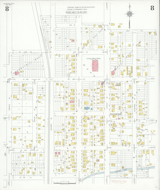 Sanborn Fire Insurance Map from Loveland, Larimer County, Colorado (1937), Sheet #0008 - Historic Sanborn Fire Insurance Map Print, vintage old map wall art, antique decor, genealogy gift, Colorado Colorado map