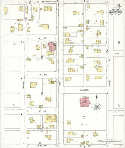 Sanborn Fire Insurance Map from Waitsburg, Walla Walla County, Washington (1909), Sheet #0005 - Complete Map Set gallery image, historic Sanborn map, vintage wall art, Washington Washington