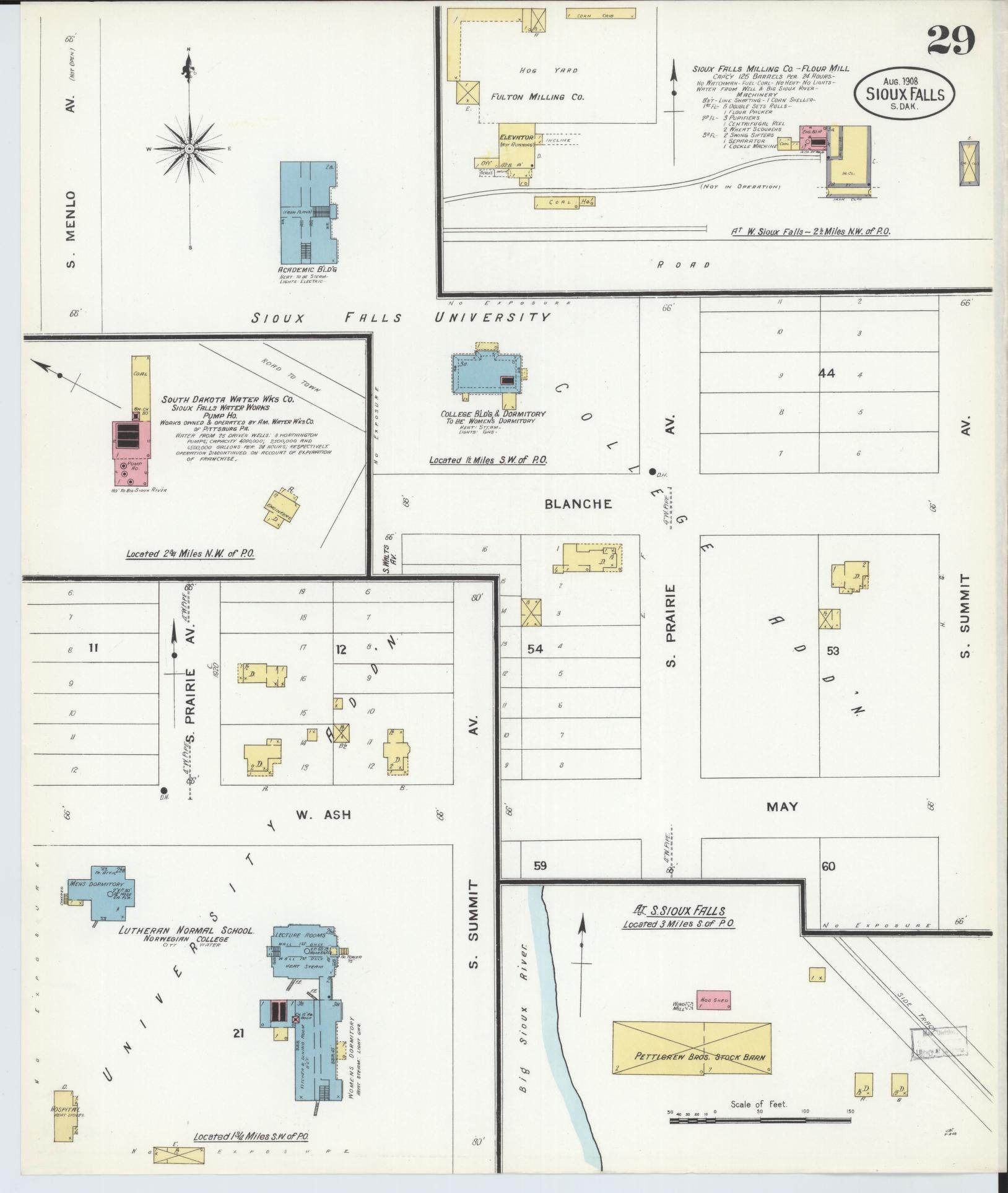 Sanborn Fire Insurance Map from Sioux Falls, Minnehaha County, South Dakota (1908), Sheet #0029 - Complete Map Set gallery image, historic Sanborn map, vintage wall art, South Dakota South Dakota