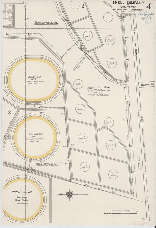 Sanborn Fire Insurance Map from Los Angeles Co., Los Angeles County, California (1923), Sheet #0004 - Historic Sanborn Fire Insurance Map Print, vintage old map wall art, antique decor, genealogy gift, California California map