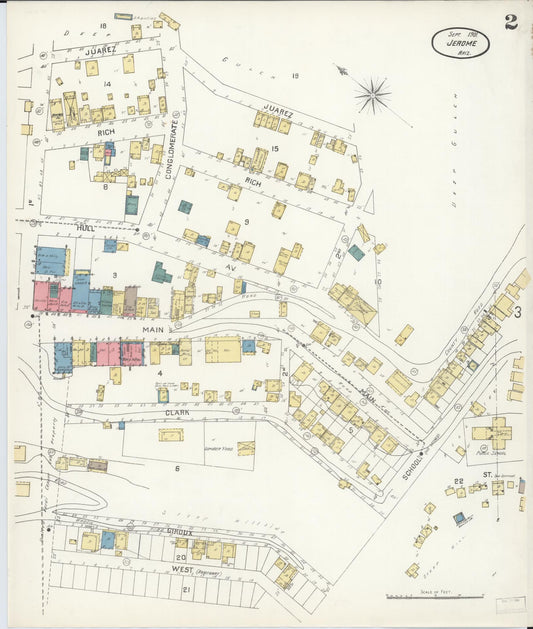 Sanborn Fire Insurance Map from Jerome, Yavapai County, Arizona (1901), Sheet #0002 - Historic Sanborn Fire Insurance Map Print, vintage old map wall art, antique decor, genealogy gift, Arizona Arizona map