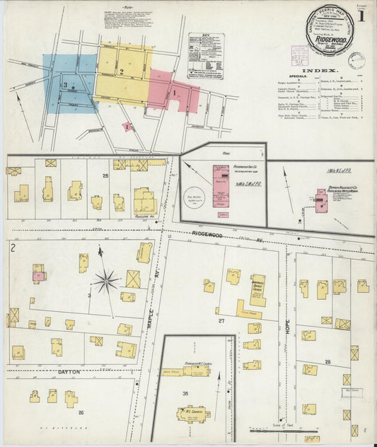 Sanborn Fire Insurance Map from Ridgewood, Bergen County, New Jersey. (1901) – Historic Sanborn Fire Insurance Map Print