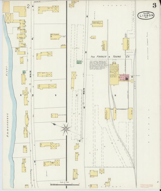 Sanborn Fire Insurance Map from Lisbon, Grafton County, New Hampshire (1896), Sheet #0003 - Historic Sanborn Fire Insurance Map Print, vintage old map wall art, antique decor, genealogy gift, New Hampshire New Hampshire map