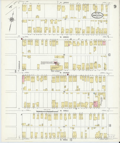 Sanborn Fire Insurance Map from Nanticoke, Luzerne County, Pennsylvania (1912), Sheet #0009 - Historic Sanborn Fire Insurance Map Print, vintage old map wall art, antique decor, genealogy gift, Pennsylvania Pennsylvania map