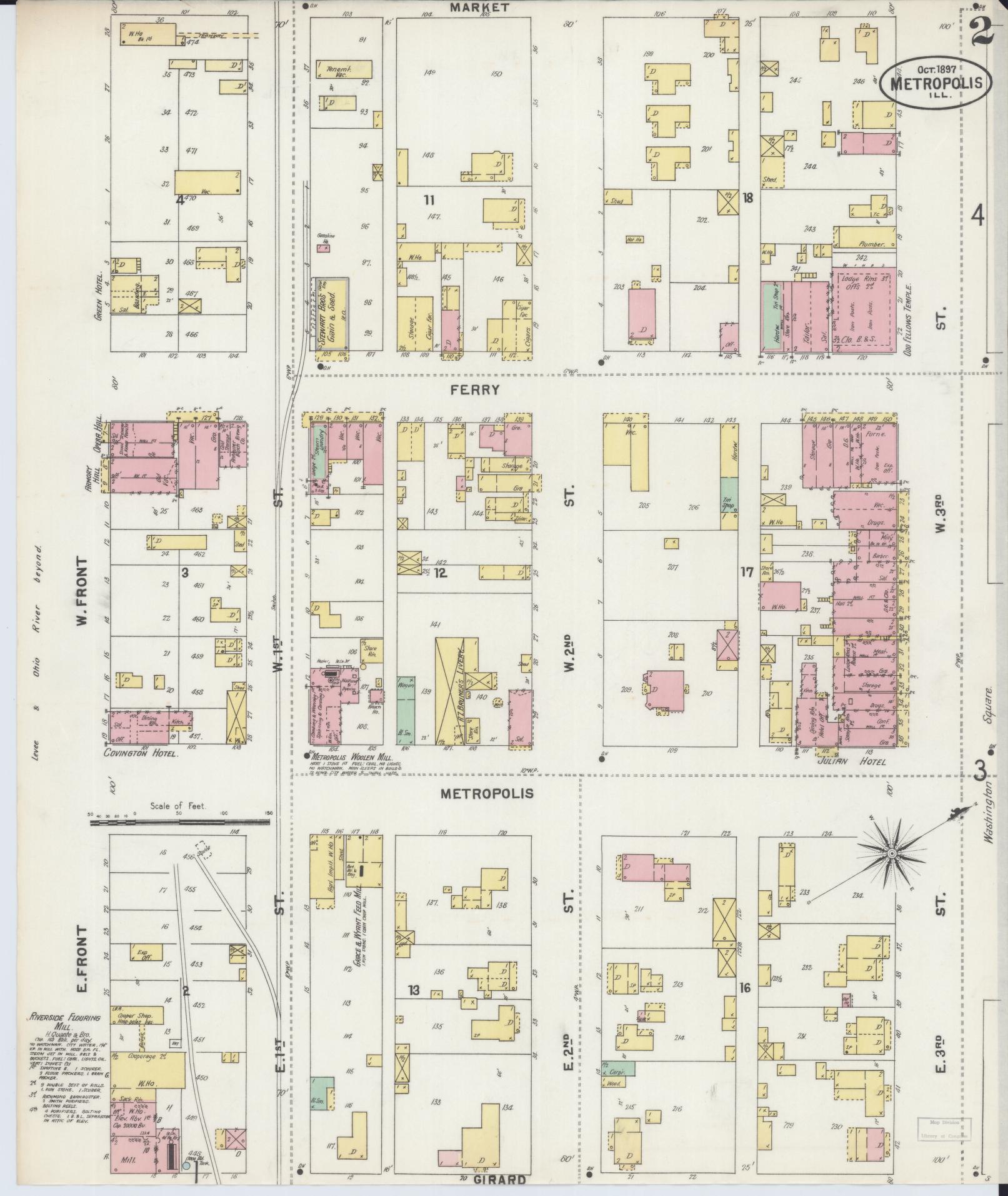 Sanborn Fire Insurance Map from Metropolis, Massac County, Illinois (1897), Sheet #0002 - Complete Map Set gallery image, historic Sanborn map, vintage wall art, Illinois Illinois
