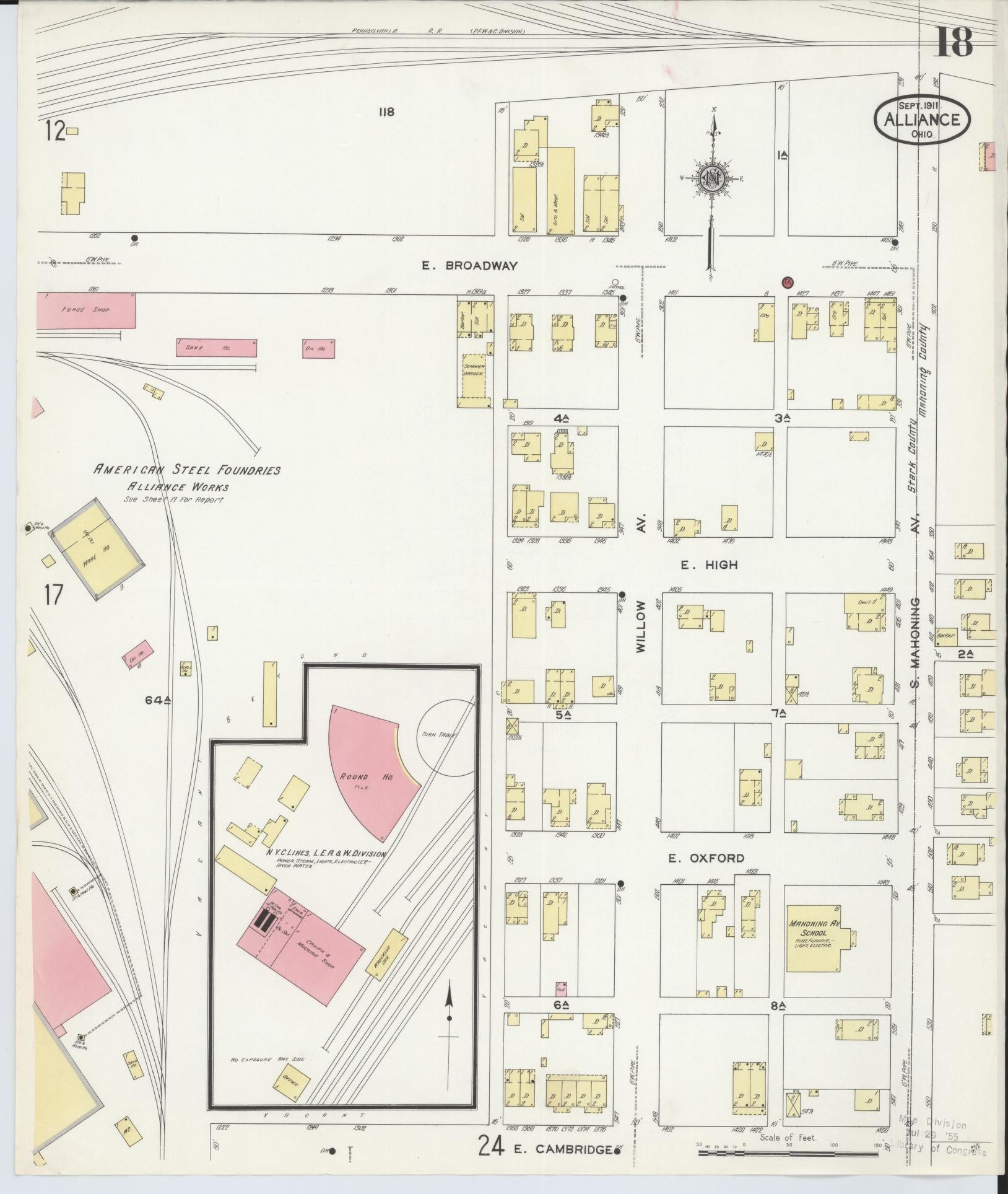 Sanborn Fire Insurance Map from Alliance, Stark County, Ohio (1911), Sheet #0018 - Historic Sanborn Fire Insurance Map Print, vintage old map wall art, antique decor, genealogy gift, Ohio Ohio map